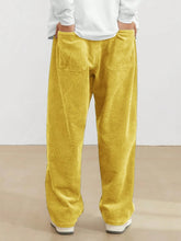 Yellow Korean Casual Regular Fit Corduroy Trouser
